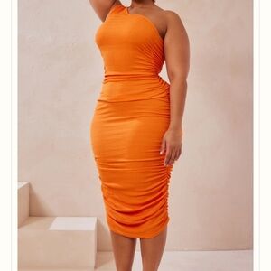PrettyLittleThing One Shoulder Orange Dress